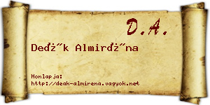 Deák Almiréna névjegykártya